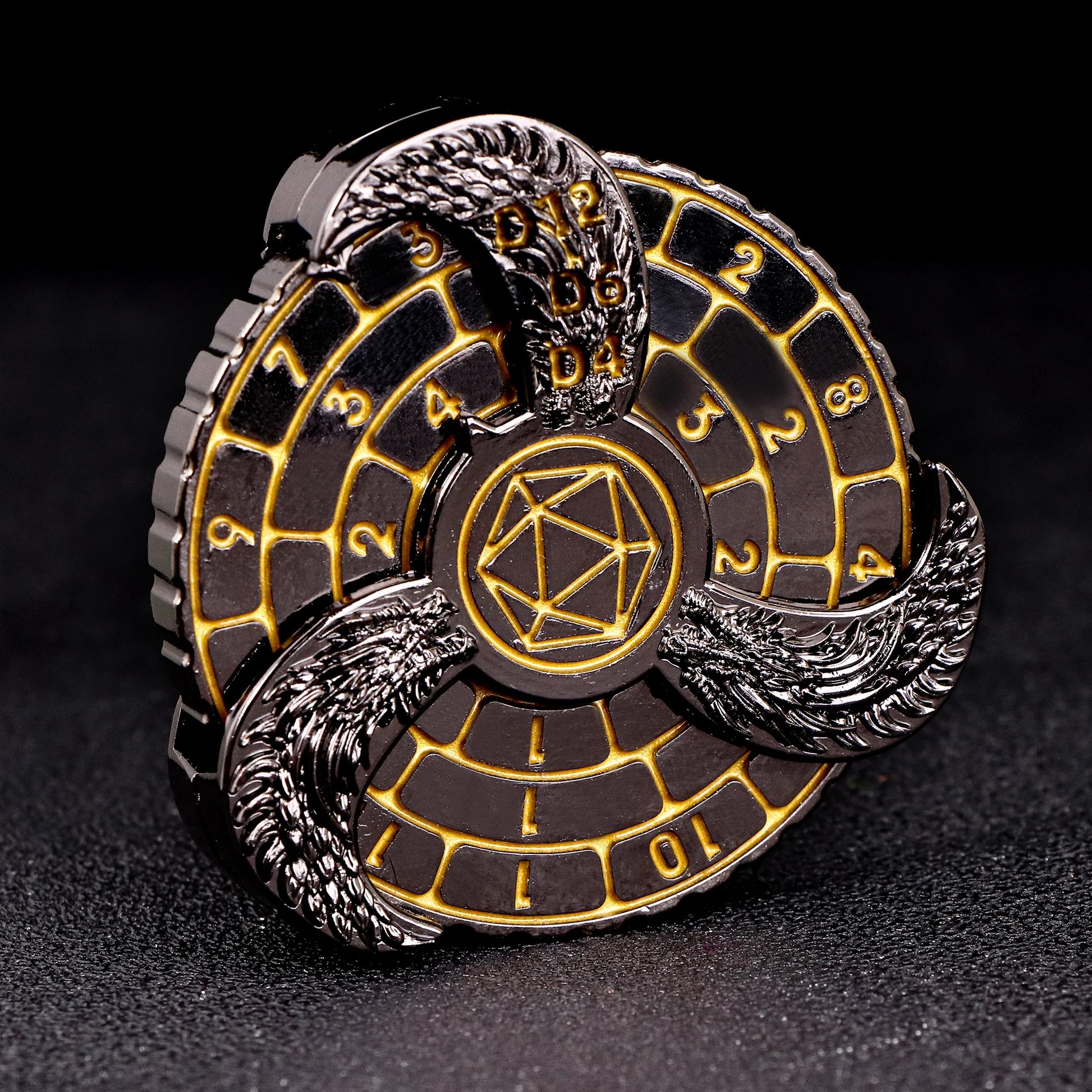 Deluxe Fingertip Gyro Metal Dice Set for Dungeons & Dragons - Spinner Dice & Dragon Compass for Epic Tabletop Adventures