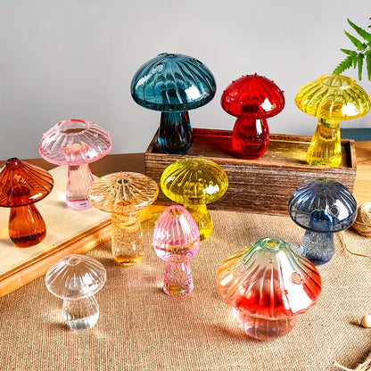 Vibrant Mushroom Hydroponic Glass Vase - Stylish Aromatherapy Decor for Living Room & Dining Table