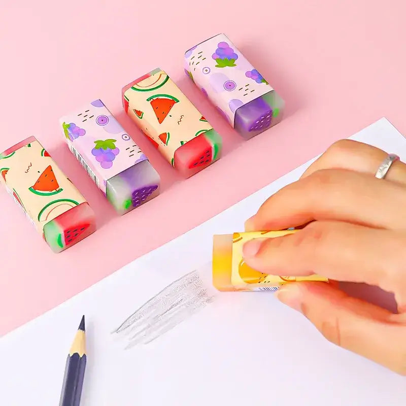 Kawaii Fruit Eraser Set - Perfect for Students and Artists!