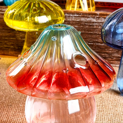 Vibrant Mushroom Hydroponic Glass Vase - Stylish Aromatherapy Decor for Living Room & Dining Table