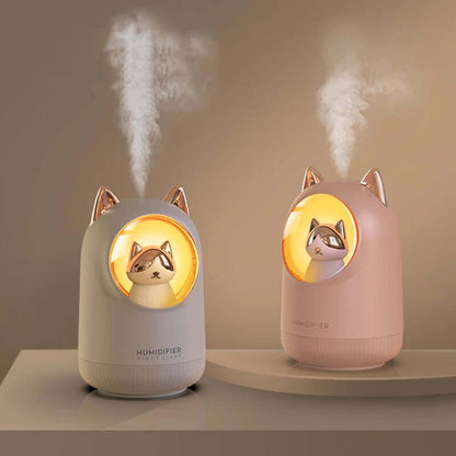 Lovely Kitty USB Air Humidifier Portable Car Aromatherapy Diffuser Fogger with Romantic Night Light 300Ml Humidificador Diffusor