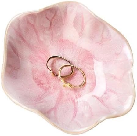Elegant Pink Lotus Leaf Jewelry Tray - Perfect for Rings, Earrings, and Keys - A Charming Home Accent for Women