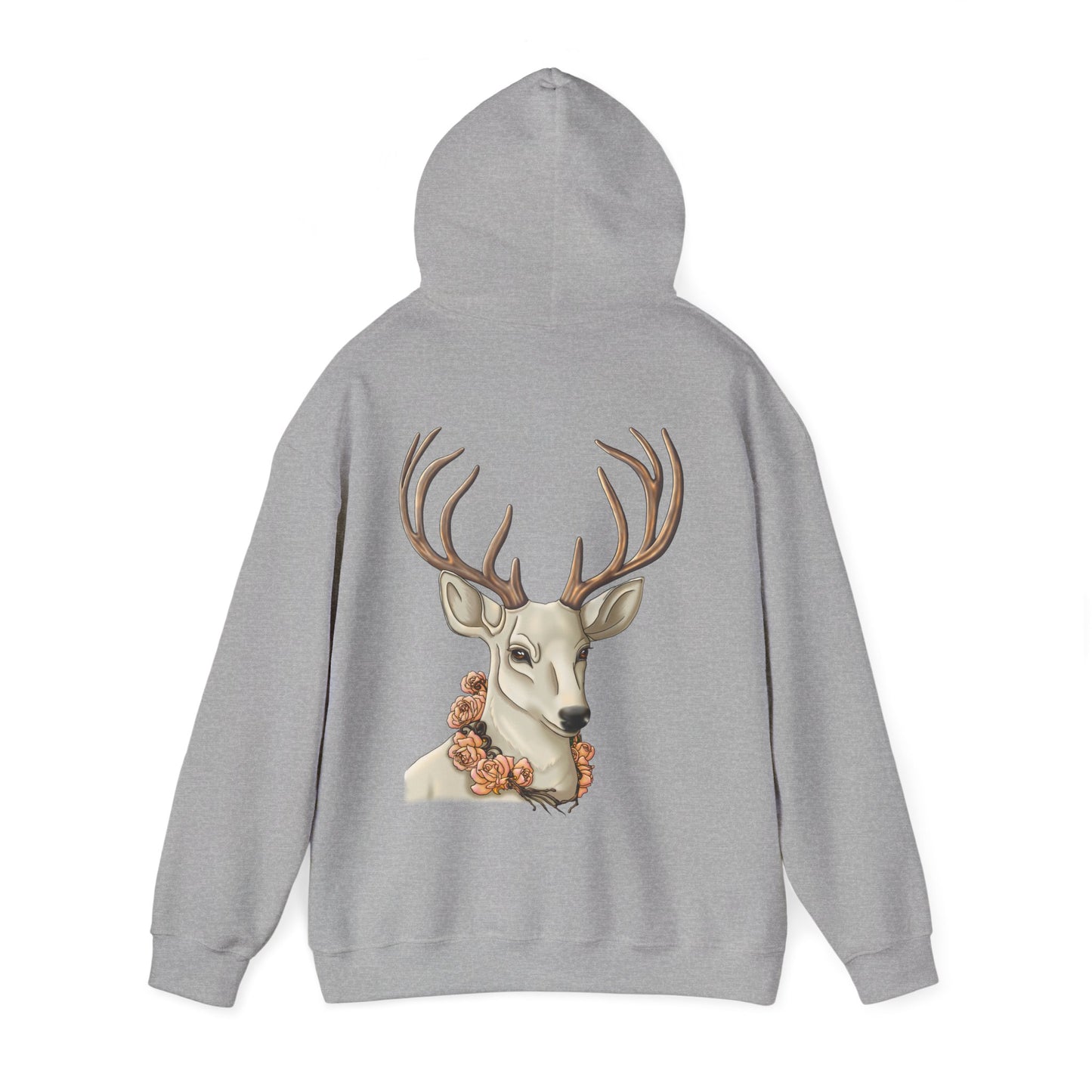 Deer Portrait Hoodie — Floral Antler Graphic Pullover
