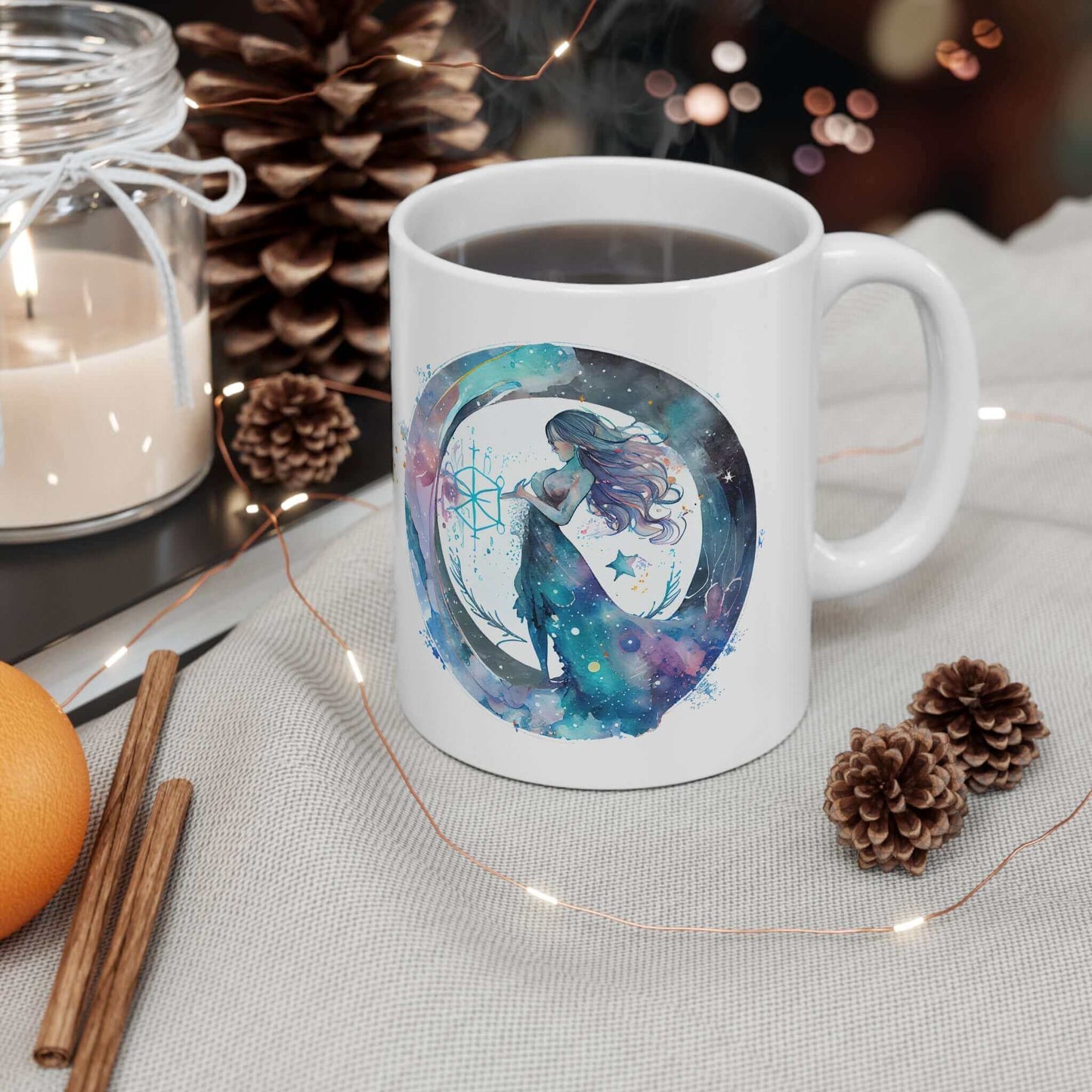 Aquarius Zodiac Sign Coffee Mug - Astrology-Themed Ceramic Cup for Birthdays & Gifts