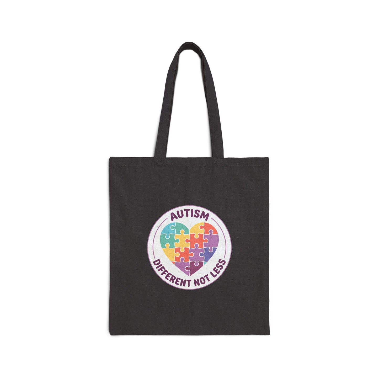 A tote bag with an autism awareness design in a casual setting.