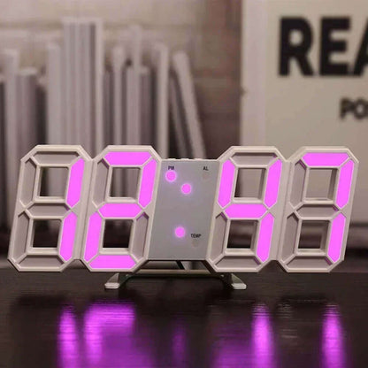 Modern Illuminated Digital Desktop Clock: Sleek Wall-Mounted Design with Adjustable Luminosity and Alarm Function