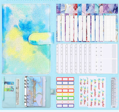 Colorful Marble Money Budget Planner Binder with Zipper and Cash Envelopes