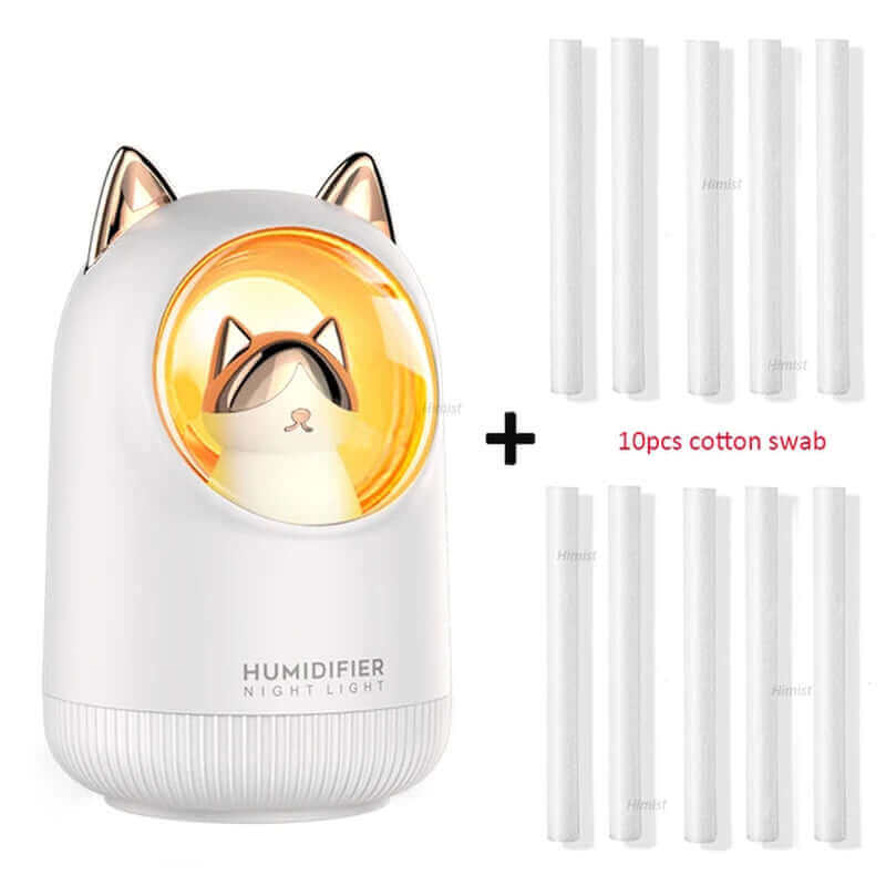 Lovely Kitty USB Air Humidifier Portable Car Aromatherapy Diffuser Fogger with Romantic Night Light 300Ml Humidificador Diffusor