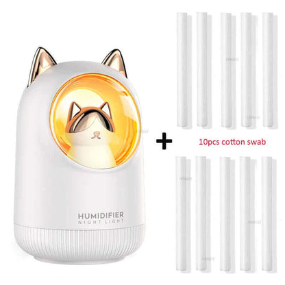 Lovely Kitty USB Air Humidifier Portable Car Aromatherapy Diffuser Fogger with Romantic Night Light 300Ml Humidificador Diffusor