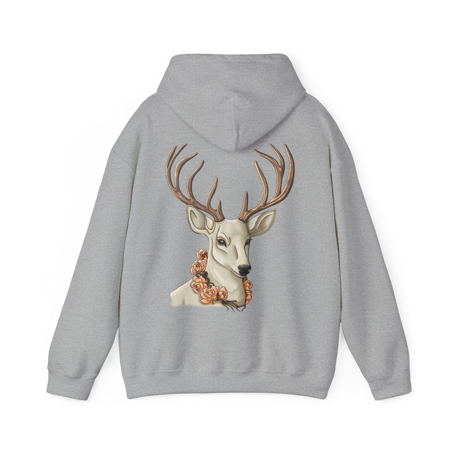 Deer Portrait Hoodie — Floral Antler Graphic Pullover
