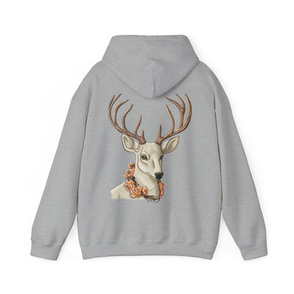 Deer Portrait Hoodie — Floral Antler Graphic Pullover