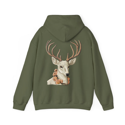 Deer Portrait Hoodie — Floral Antler Graphic Pullover