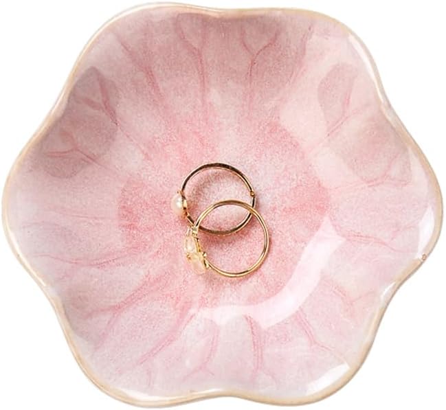 Elegant Pink Lotus Leaf Jewelry Tray - Perfect for Rings, Earrings, and Keys - A Charming Home Accent for Women