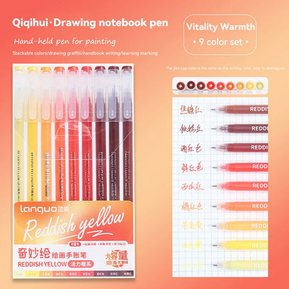 Elevate Your Creativity with the Languo Morandi Gel Pen Set - 9 Stunning 0.6mm Colors for Art, DIY & Scrapbooking