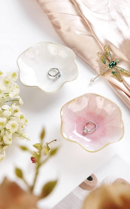 Elegant Pink Lotus Leaf Jewelry Tray - Perfect for Rings, Earrings, and Keys - A Charming Home Accent for Women