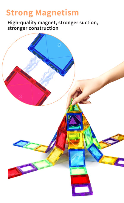 Magplayer Magnetic Building Blocks Set - Montessori Educational Toy for Kids, Perfect Gift for Boys and Girls!