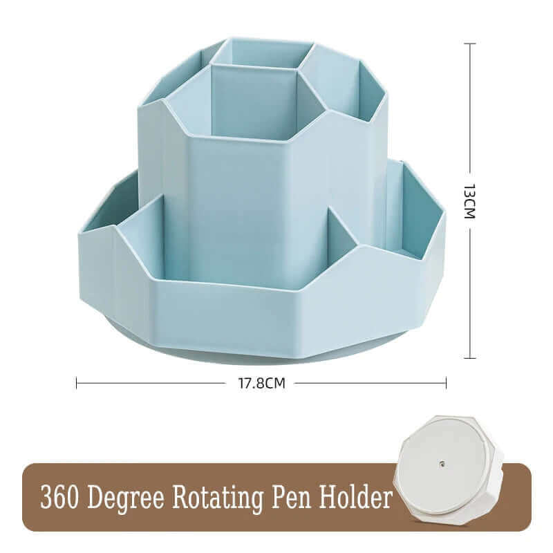 Desktop Pen Organizer with Rotating Base and 9 Compartments