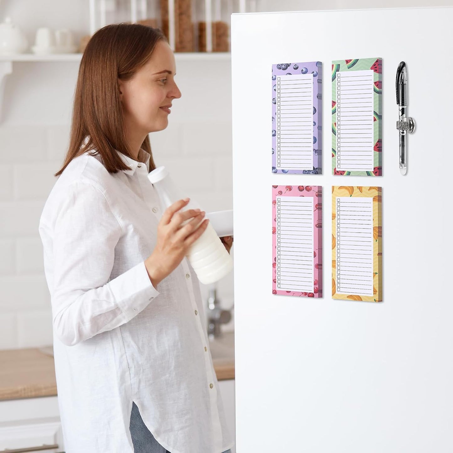 Brighten Up Your Kitchen with Our 4 Pack Magnetic Note Pads - Perfect for Grocery Lists and To-Do Reminders!