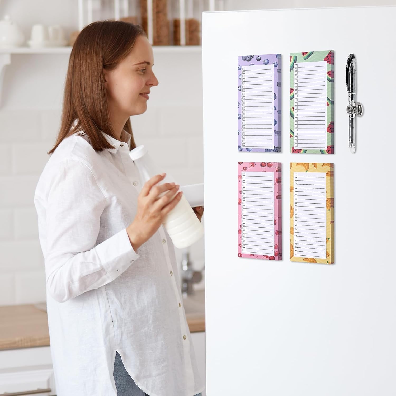 Brighten Up Your Kitchen with Our 4 Pack Magnetic Note Pads - Perfect for Grocery Lists and To-Do Reminders!
