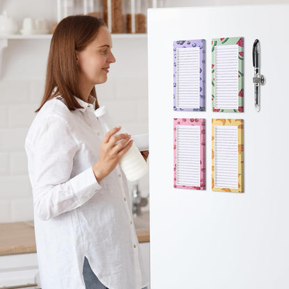 Brighten Up Your Kitchen with Our 4 Pack Magnetic Note Pads - Perfect for Grocery Lists and To-Do Reminders!