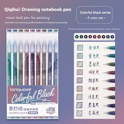 Elevate Your Creativity with the Languo Morandi Gel Pen Set - 9 Stunning 0.6mm Colors for Art, DIY & Scrapbooking