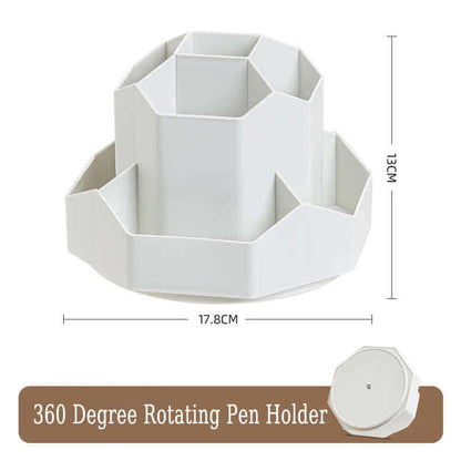 Desktop Pen Organizer with Rotating Base and 9 Compartments