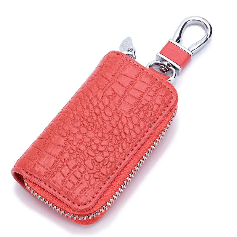 Premium Leather Mini Key Holder Pouch - Stylish Organizer for Car Keys & Wallet Essentials - Unisex Design