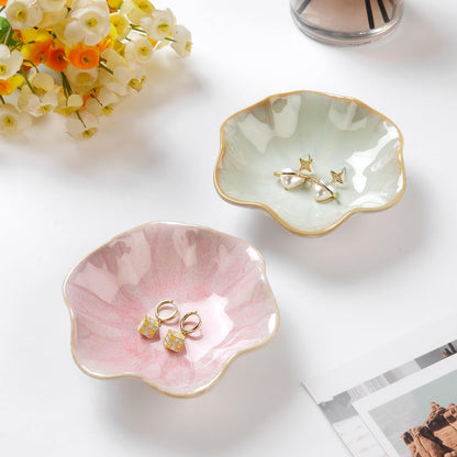 Elegant Pink Lotus Leaf Jewelry Tray - Perfect for Rings, Earrings, and Keys - A Charming Home Accent for Women