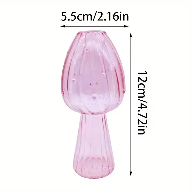 Vibrant Mushroom Hydroponic Glass Vase - Stylish Aromatherapy Decor for Living Room & Dining Table