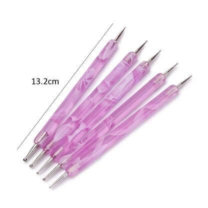 Unleash Your Creativity with the Ultimate 5-Piece Pink Nail Dotting Pen Set for Gorgeous DIY Marble Art and Manicure Masterpieces!