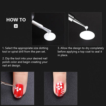 Elevate Your Nail Art with the Ultimate 5-Piece Dotting Pen Set - Dual-Ended Brushes for Flawless Designs