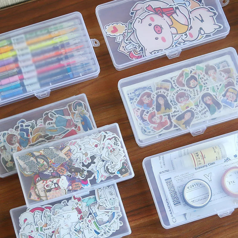 Elevate Your Workspace with Our Stylish Transparent Desktop Storage Box for Stickers and Craft Supplies