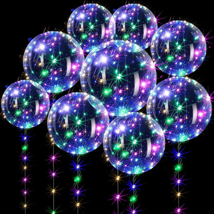 10 Pack LED Light-Up Bobo Balloons with 3M String Lights - Colorful Transparent Bubble Balloons for Christmas and Weddings