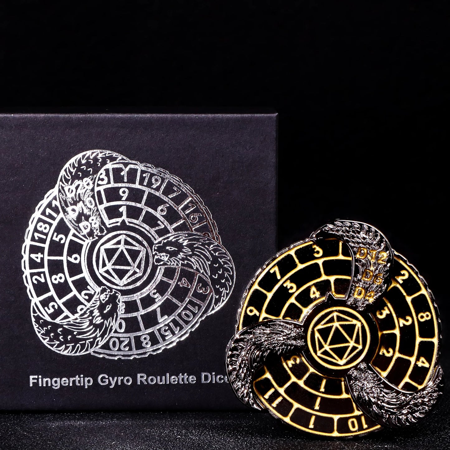 Deluxe Fingertip Gyro Metal Dice Set for Dungeons & Dragons - Spinner Dice & Dragon Compass for Epic Tabletop Adventures