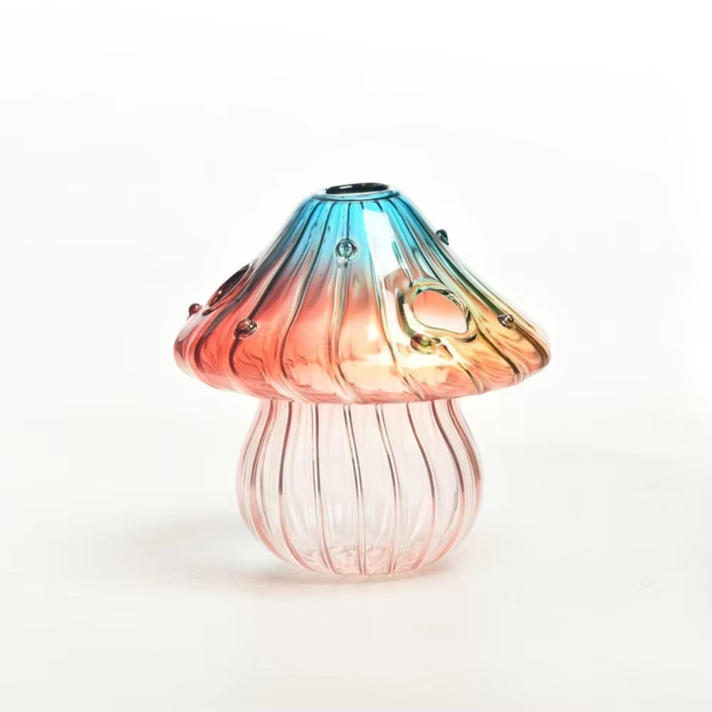 Vibrant Mushroom Hydroponic Glass Vase - Stylish Aromatherapy Decor for Living Room & Dining Table
