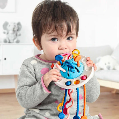 Montessori Pull String Sensory Toys for Babies 6-12 Months – Safe Silicone Teething & Developmental Fun!