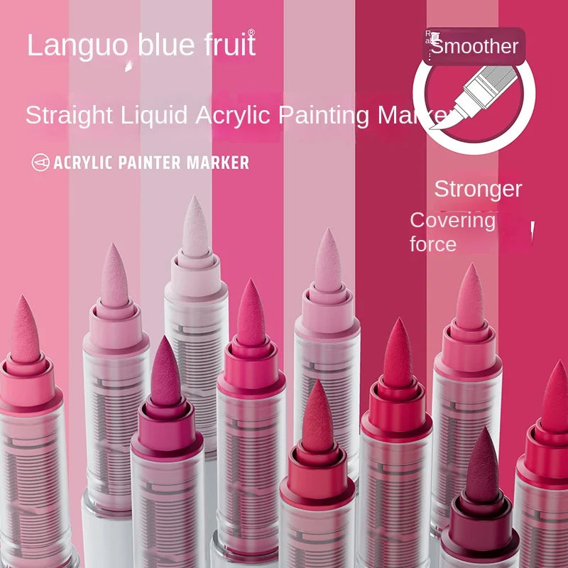 Languo 9-Color Acrylic Marker Pen Set - Versatile Soft Head Markers with Smart Ink Control for Creative Minds
