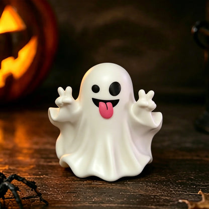 Adorable Middle Finger Ghost Statue - Perfect Halloween Decor & Unique Coffee Table Centerpiece!