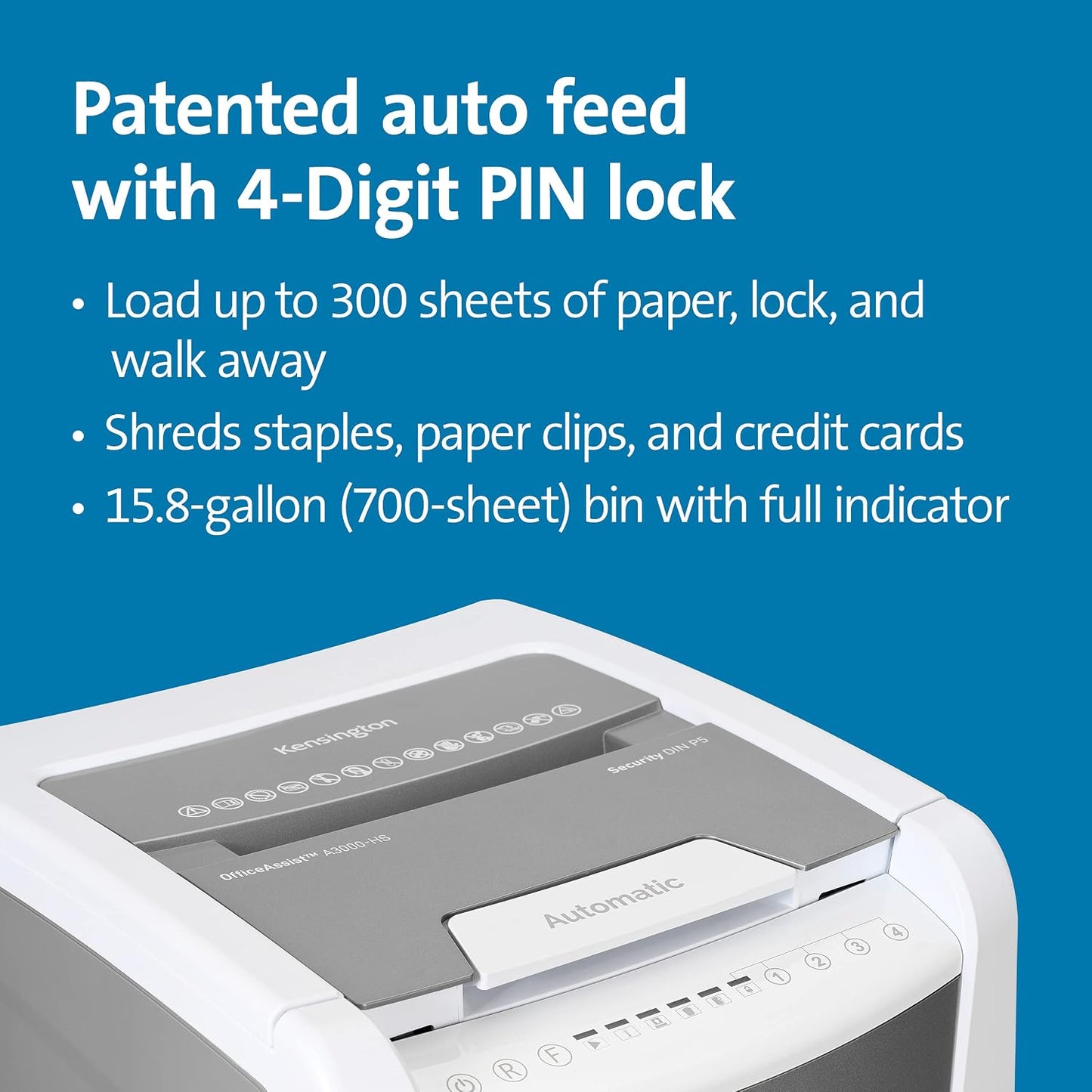 Ultimate Office Security: 300-Sheet Auto-Feed Micro Cut Heavy Duty Shredder with 15.8 Gallon Wastebasket and Lockable Chamber (Model K52051AM)