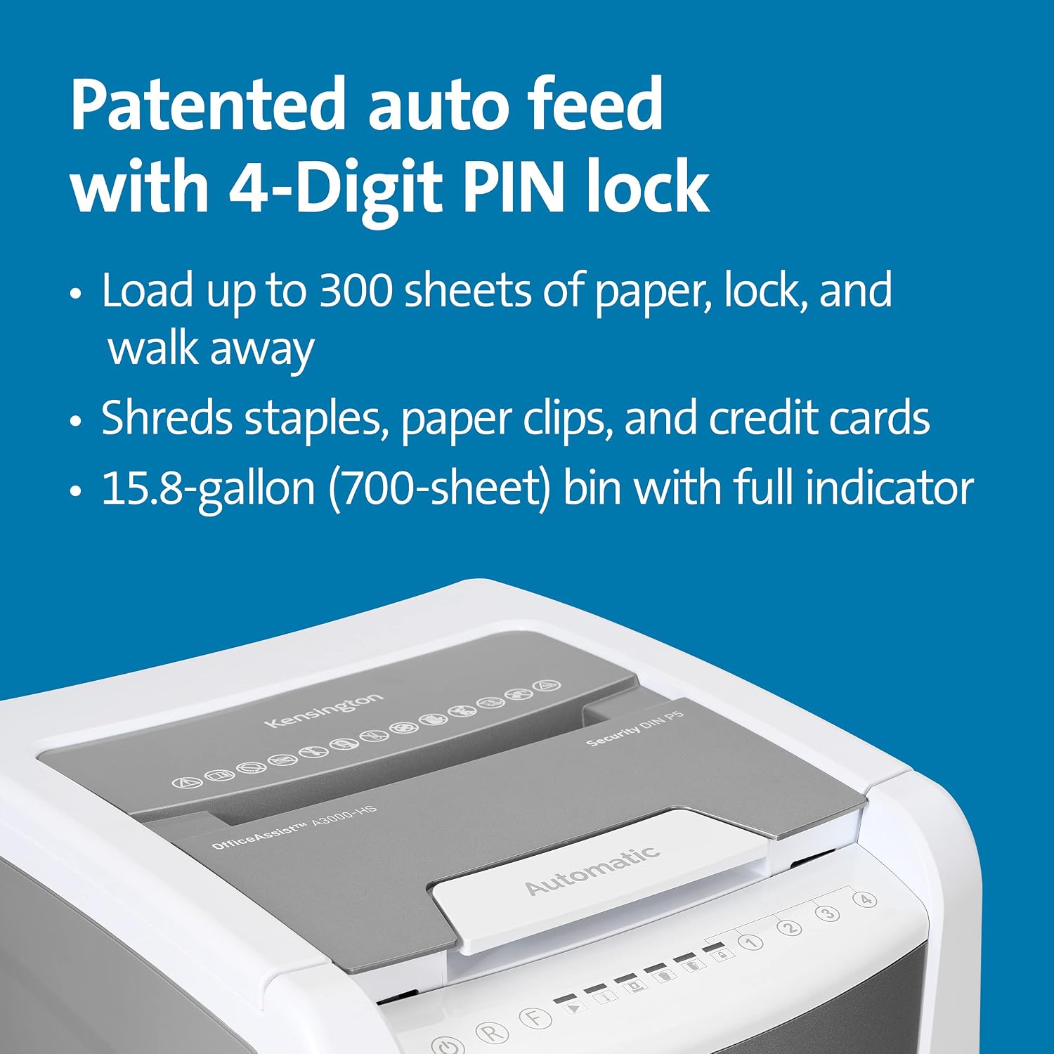Ultimate Office Security: 300-Sheet Auto-Feed Micro Cut Heavy Duty Shredder with 15.8 Gallon Wastebasket and Lockable Chamber (Model K52051AM)