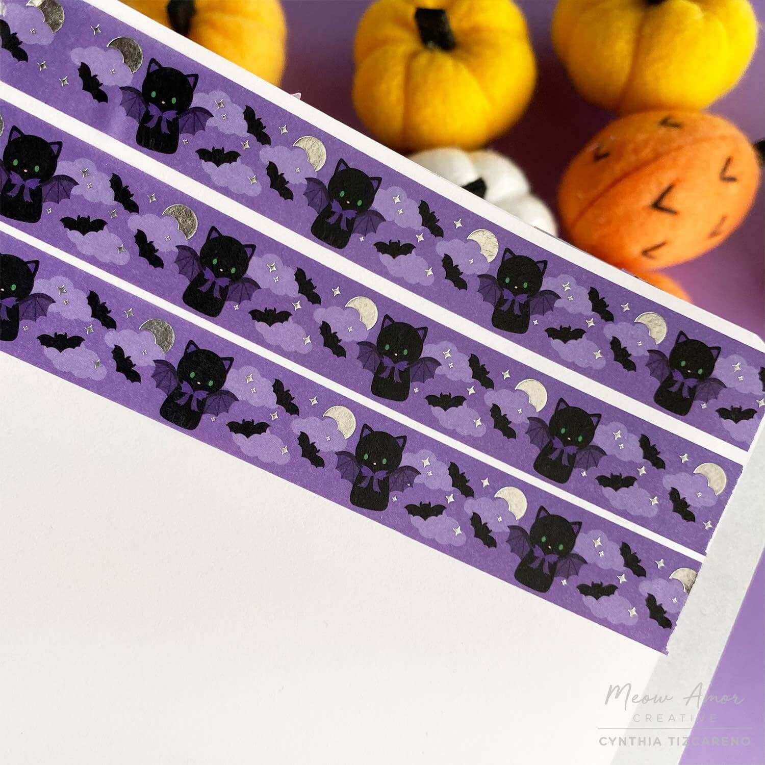 Bat Cat Holographic Washi Tape - Add a little Sparkle and Spook Style!