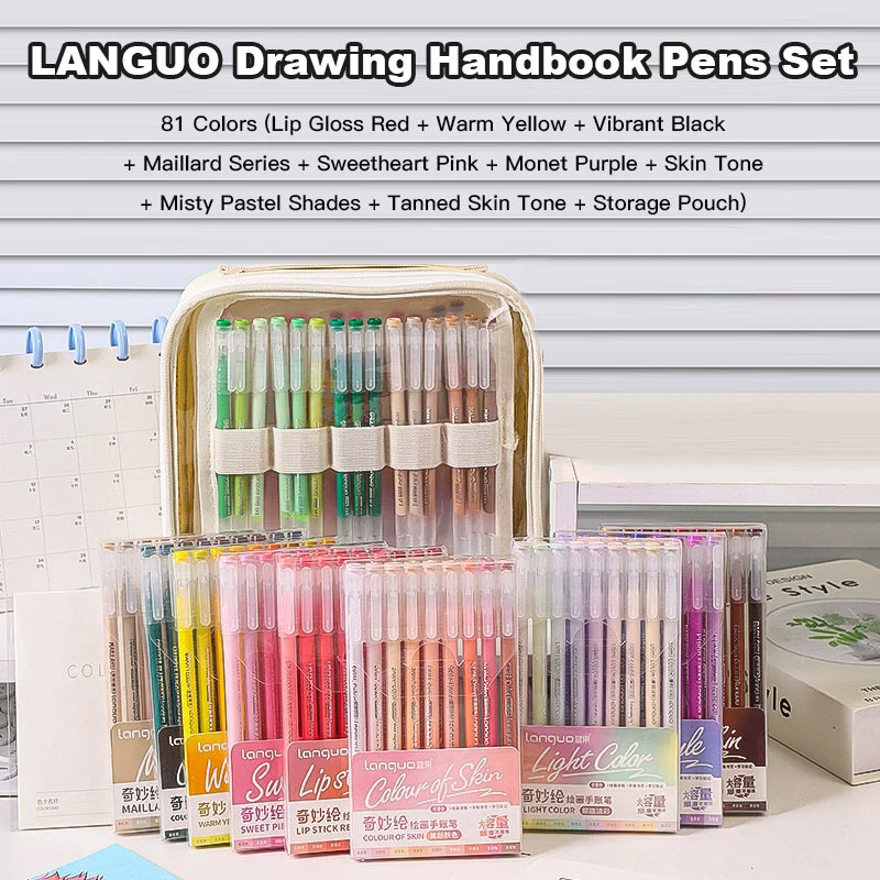 Elevate Your Creativity with the Languo Morandi Gel Pen Set - 9 Stunning 0.6mm Colors for Art, DIY & Scrapbooking