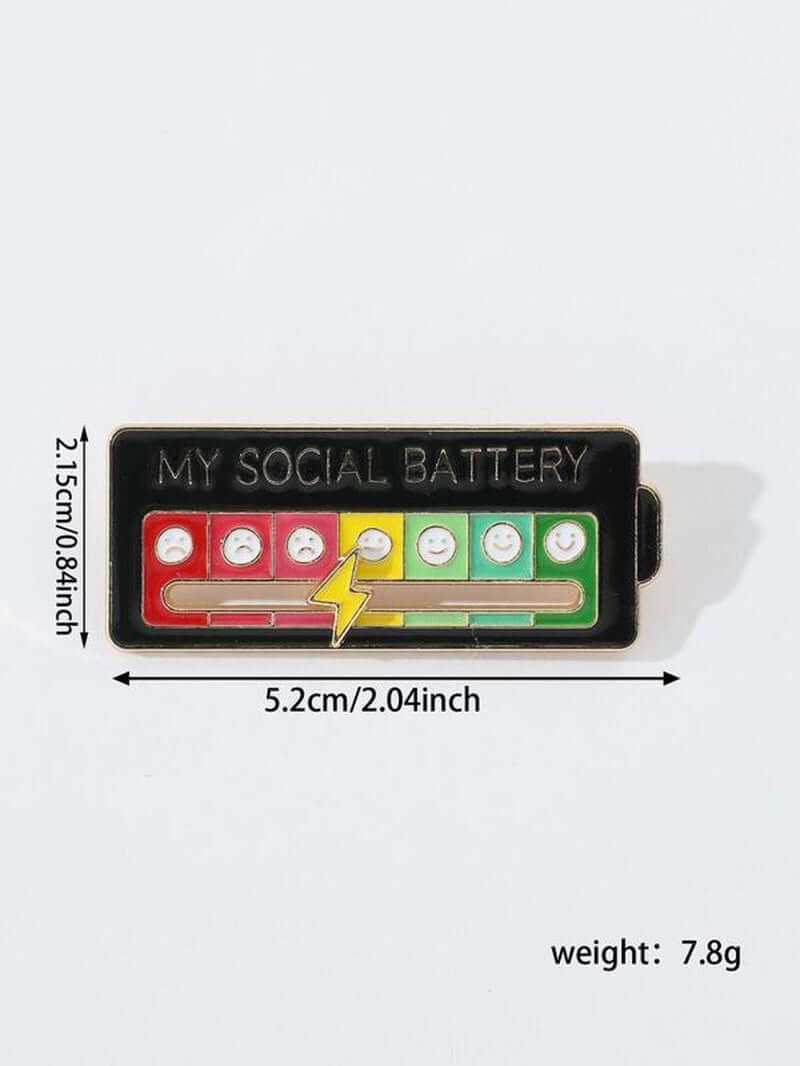 Adorable Summer Social Battery Enamel Pin - Trendy Brooch - Chic Zinc Alloy Accessory for Everyone