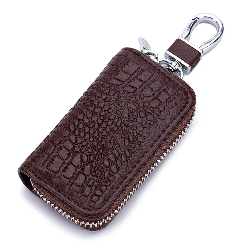 Premium Leather Mini Key Holder Pouch - Stylish Organizer for Car Keys & Wallet Essentials - Unisex Design