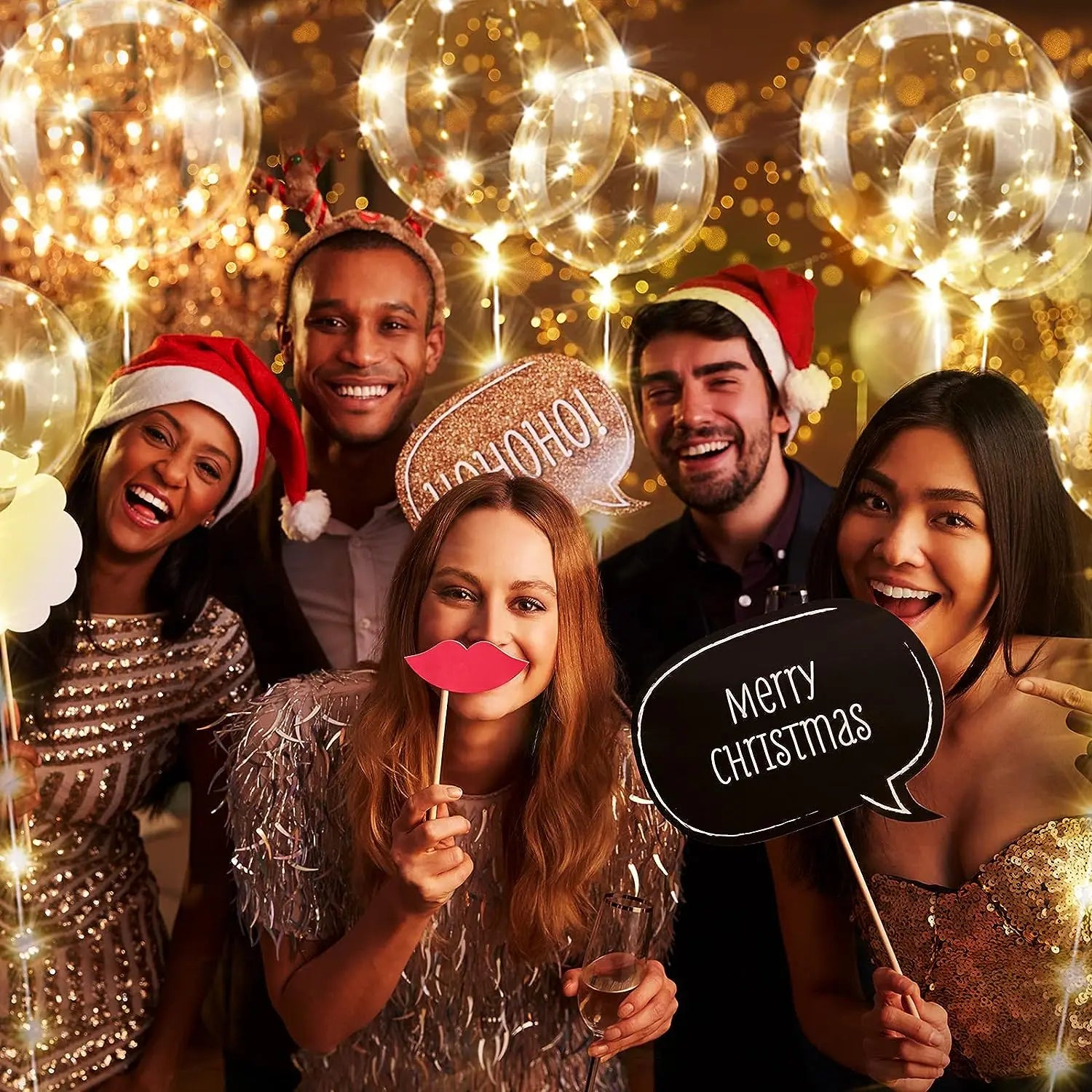 10 Pack LED Light-Up Bobo Balloons with 3M String Lights - Colorful Transparent Bubble Balloons for Christmas and Weddings