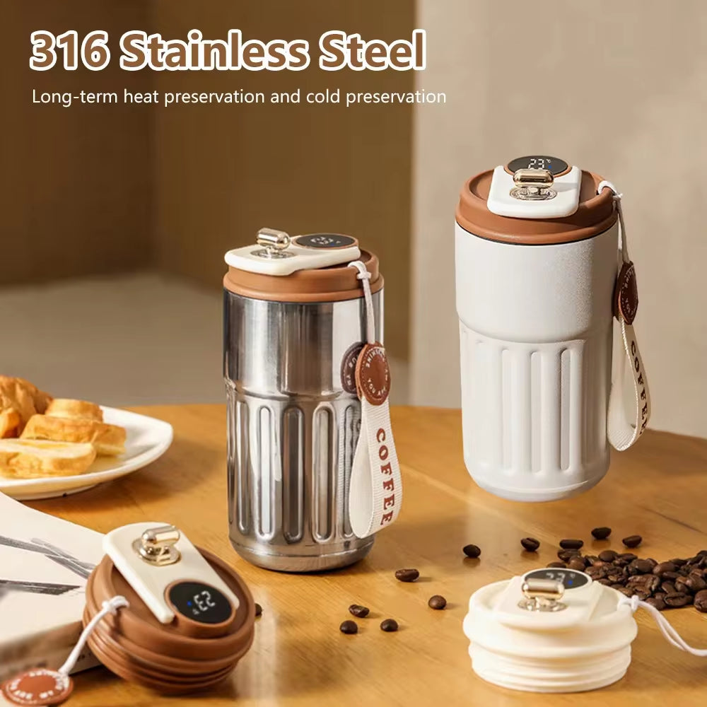 Smart Thermos Bottle with LED Temperature Display - 316 Stainless Steel Insulated Travel Mug for Hot & Cold Drinks