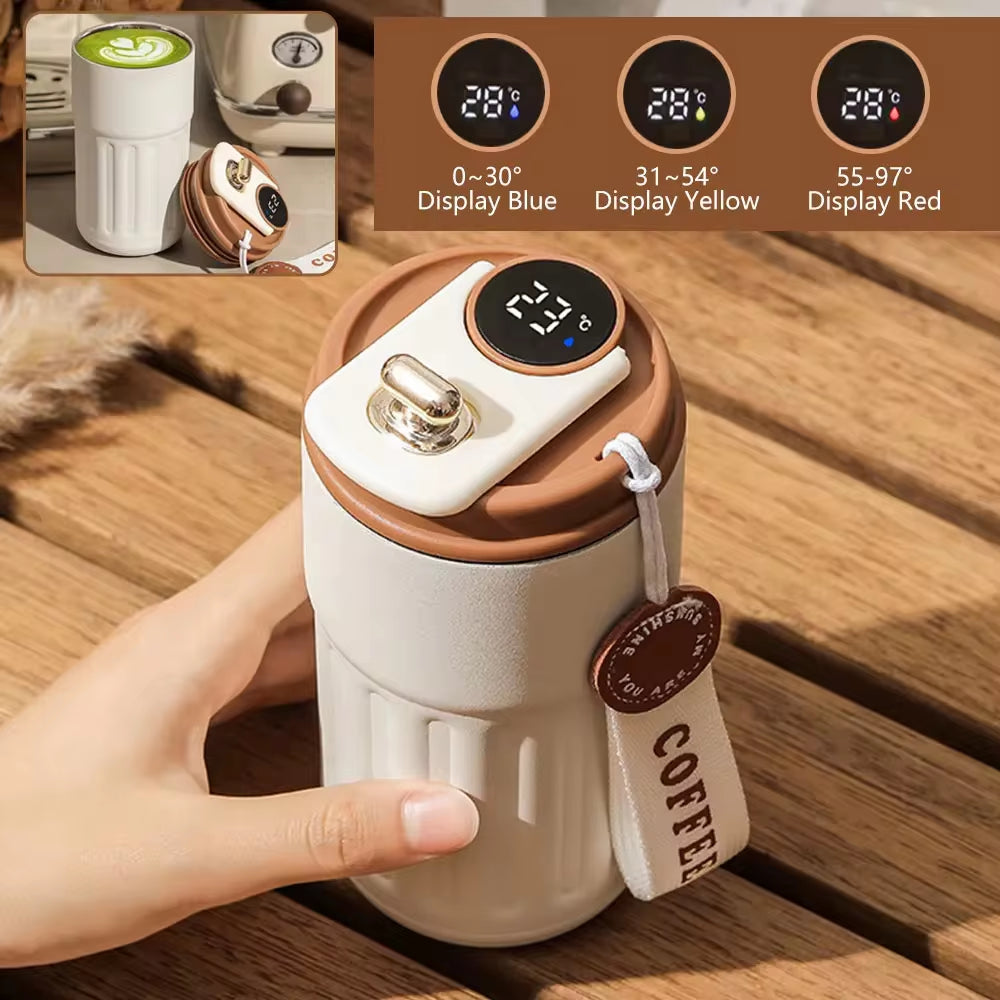 Smart Thermos Bottle with LED Temperature Display - 316 Stainless Steel Insulated Travel Mug for Hot & Cold Drinks