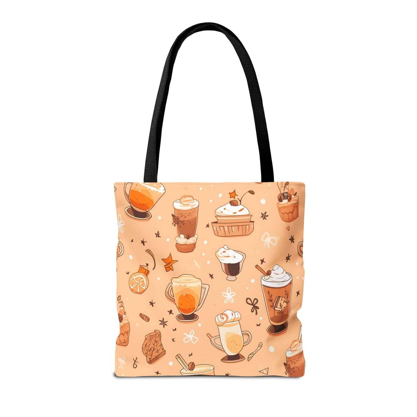 Fall Vibes Tote Bag – Cute Coffee Pattern, Available in Multiple Sizes