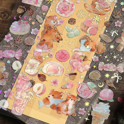 Kawaii Animal Stationery Sticker Pack - Shiba Inu, Rabbit, Cat, Bear Design - Perfect for Decorating Laptop, Scrapbook, Sketchbook