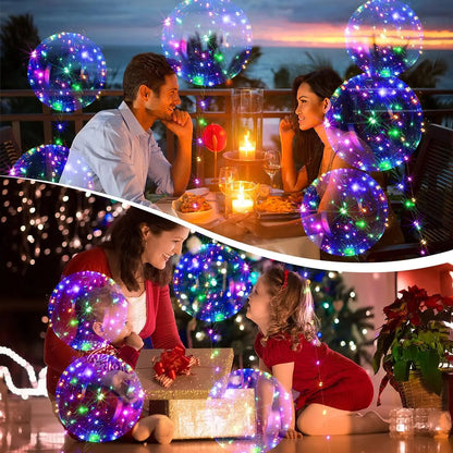 10 Pack LED Light-Up Bobo Balloons with 3M String Lights - Colorful Transparent Bubble Balloons for Christmas and Weddings